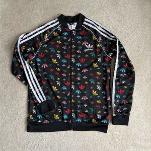 Adidas Big Kids Black & Multicolor Trefoil Track Jacket